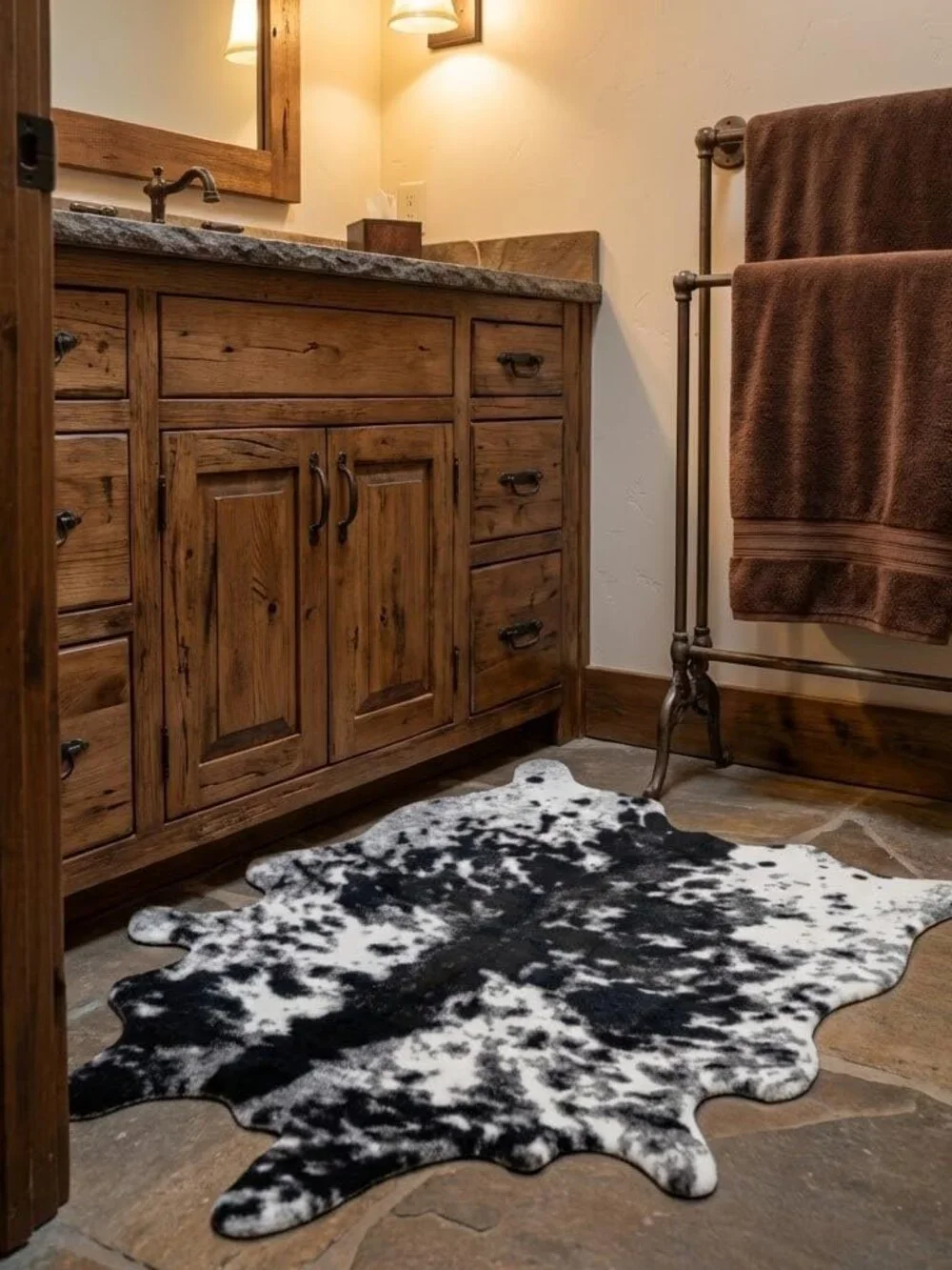 Faux Cowhide Cow Print Rug
